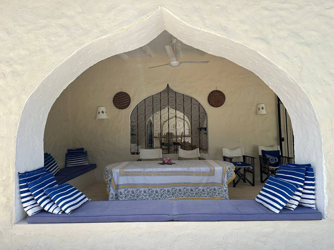 Spacious living room at Marijani Villa with veranda access Marijani villa entrance